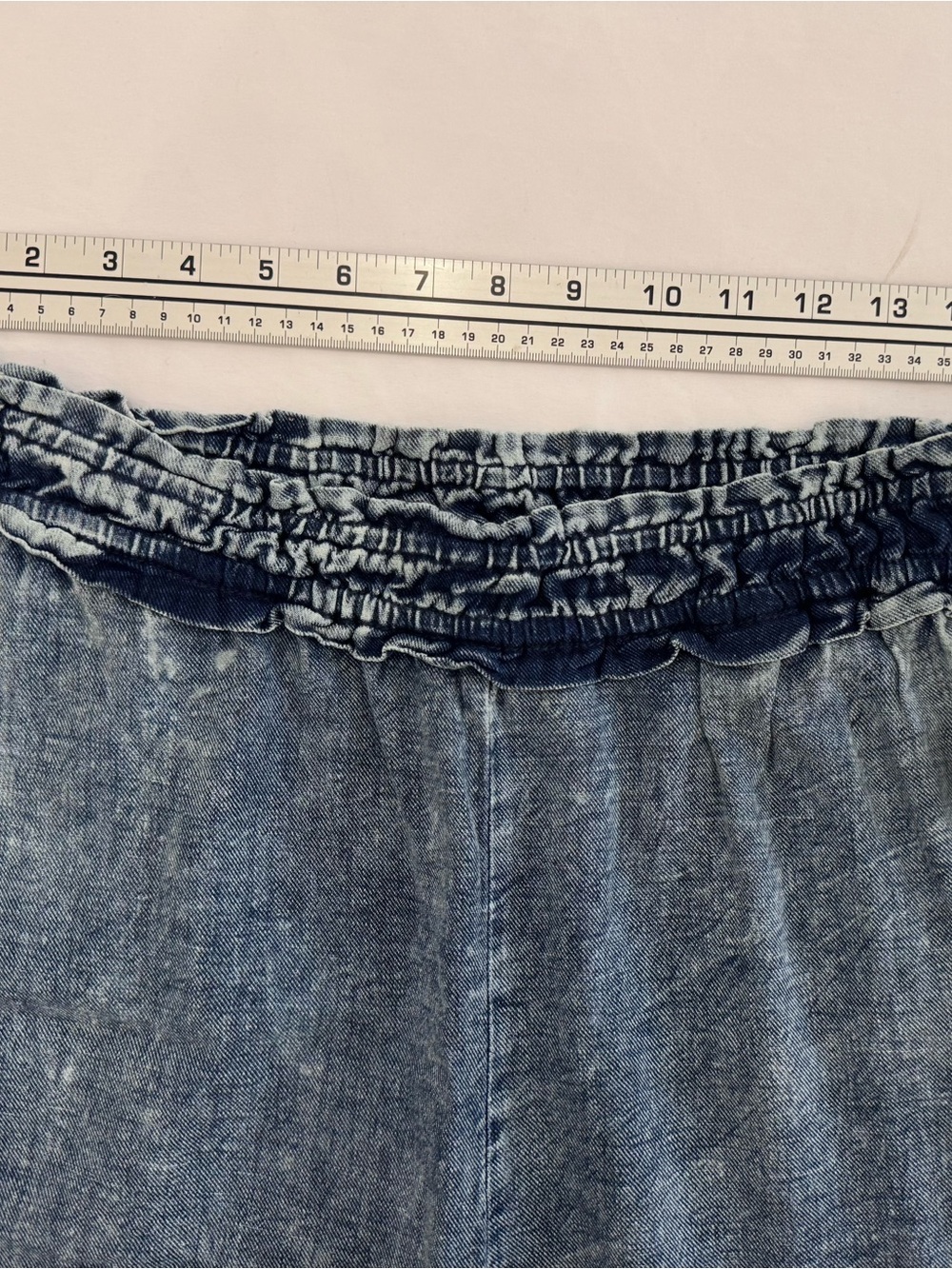 Anthropologie Washed Blue Paperbag Waist Wide-Leg lightweight cotton Jeans - Picture 15 of 15